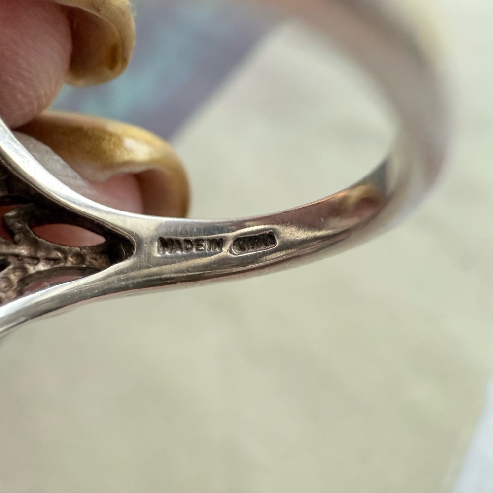 🌟 Sterling Silver Filigree Opal Ring – Size 5 🌟 - Picture 15 of 17